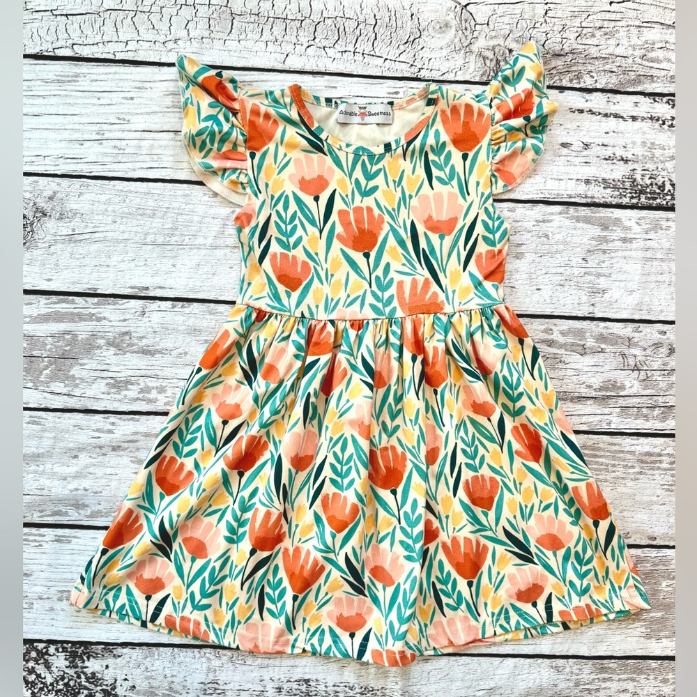 Adorable Sweetness 5/6 Floral Twirl Dress with Flutter Sleeves